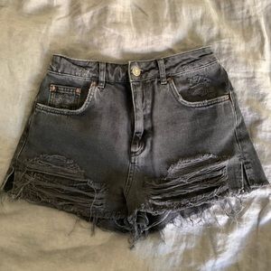 Topshop Mom Denim Shorts in black.